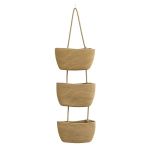 3 Tier Cotton Rope Hanging Wall Storage Basket Organizer - Natural