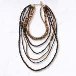 Multi String Wooden Beaded Necklace - Bitter Choc Free