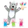 Big Bad Wolf And 3 Little Pigs Hand And Finger Puppet Set