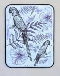 Parrot Enamel Black White & Blue Picture 68X53CM