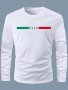 Men's 'italia' Stripes Print Casual Trendy T-Shirt Long Sleeve Comfy Top As Gift