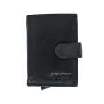 Bossi Mechanism Cardholder Wallet With Coin Flap Pouch - Goat Nappa Black