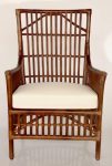 Brown High Back Chair With Natural Seat Cushion 104X65X60CM
