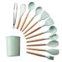 Kitchen Utensils 12 Piece Silicone With Holder - Mint