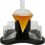 Diamond Crystal Whiskey Decanter Set With 4 Glasses Decanter