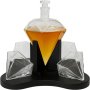 Diamond Crystal Whiskey Decanter Set With 4 Glasses Decanter