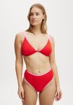 Cotton On Highwaisted Cheeky Bikini Bottom-scarlet Rib Pink