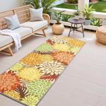 Colorful 2X6 Washable Runner Rug For Hallway Tropical Botanical Modern Floral Chenille Kitchen Rugs Low Pile Non Slip Carpet For