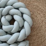 Cot Bumper Braided 3 Strand Sage Green Sheepy Sage Green