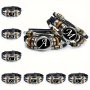 1PC Artistic Letter A-z Faux Leather Bracelet 26 Initial Letters Glass Adjustable Bracelet Women Men Trendy Accessory Gift