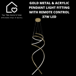 Goldair Gold Metal & Acrylic Pendant Light Fitting With Remote Control - 37W LED