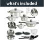 - 27 Pieces Stainless Steel Cookware Heavy Bottom Pots Set