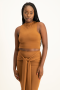 Hazel High Neck Crop Top - Toffee - M