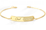 CAS101895 - Gold Plated 925 Sterling Silver Personalized Name & Fingerprint Bracelet