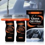 Klife 2 Pcs Glass Oil Film Remover For Car 100ML Roll-on Glass Compound With Cleaning Board Automotive Oil Film Cleaning Brush F