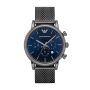 Emporio Armani Armani Luigi Gunmetal Round Stainless Steel Mesh Men's Watch - AR1979