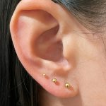 3-PAIR Set Stainless Steel Ball Stud Earrings Assorted Sizes Fashion Simple Classic Style Versatile Retro Earrings For Daily Wea