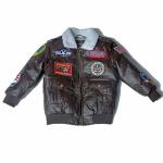 Oysterboy Youth A-2 A2 Bomber Jacket Aviation Pilot Military Pu Leather Coat For Kids Boys 2T - 95CM