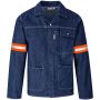 Cast Premium 100% Cotton Denim Jacket - Reflective Arms & Back - Orange Tape SIZE-2XL Colour-blue