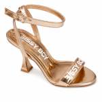 Sissy Boy Womens Branded Heel Sandal In Rose Gold - Rose Gold 8