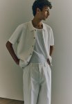 Regular Fit Rib-knit Resort Shirt - Cream