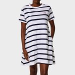 Jeep Womens Striped Citilite Dress In White navy - White 3XL