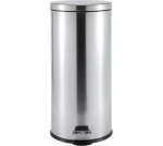 Roma 30L Pedal Bin Soft Close Lid Stainless Steel Dustbin Silver