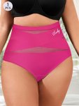 Women's Plus Elegant Panty Plus Size Letter Graphic Cross Detail High Waist Comfy & Soft Brief