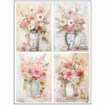 Tear Resistant Deco Print A6 Vintage Flower Vase
