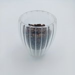Glass Double Wall Mug Ribbed Single 210ML