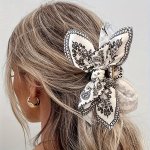 Elegant Boho Butterfly Hair Claw With Bow & Tassel - Large Fabric Clip For Women And Girls Perfect For Vacations & Festive Photo