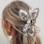 Elegant Boho Butterfly Hair Claw With Bow & Tassel - Large Fabric Clip For Women And Girls Perfect For Vacations & Festive Photoshoots