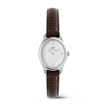 Ophelia MINI Dark Brown Lizard White Guilloch Silver Watch