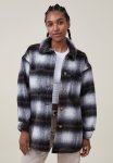 Cotton On The Boxy Shacket - Black white Check