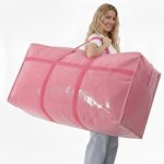 Extra Large Moving Bags Heavy Duty 2 Pack Bubblegum Pink 45X21X15 Inches Storage Bags For Moving Packing Traveling And Organizin
