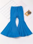 Baby Girls Solid Color Flare Leg Pants Elastic Waist Pants Toddler Clothes