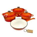 Smte Premium 7-PIECE Cast Iron Cookware Set+ Smte Keychain Orange