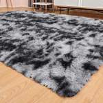 Smte Fluffy Rug Carpet Black Mix White With Keychain