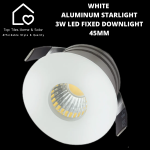 White Aluminum Starlight 3W LED Fixed Downlight - 45MM
