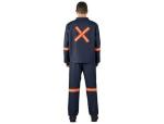 Vintage 100% Cotton Denim Conti Suit - Reflective Arms Legs & Back - Orange Tape - 58 Dark Blue