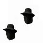 2 Piece Fishing Hat Wide Brim Hat With Detachable Face Cover Sun Hats Black