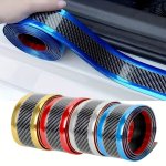 1PC Stickers Anti Scratch Door Sill Protector Rubber Strip Carbon Fiber Car Threshold Protection Bumper Film Sticker Car Styling