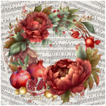 Tear Resistant Deco Print Paper Red Peony Wreath