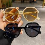 Vintage Minimalist Round Fashionable Glasses For Women With Large Frames Windproof And Sun-shading Cute Candy-colored Beach Part