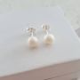 A261-C27539 - 925 Sterling Silver Synthetic Pearl Matt White Earrings 6MM