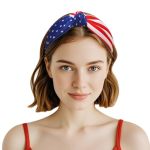 Hfzrzfh Handmade American Flag Headband For Women And Girls Patriotic Usa Red White Blue Stars Knotted Elastic Design Ideal For