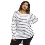 Donnay Plus Size Stripe Tunic Top With Side Slits And Pocket - Multicolour