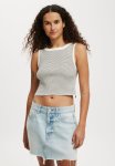Cotton On Got Your Back Tie Rib Tank-porcelain Stripe