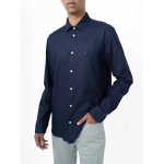 Polo Mens Long Sleeve Plain Linen Blend Shirt In Navy - Navy 3XL