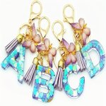 1PC A-z Alphabet Initial Letter Keychain Cute Butterfly Resin Key Chain Ring Bag Backpack Charm Car Hanging Pendant Women Female